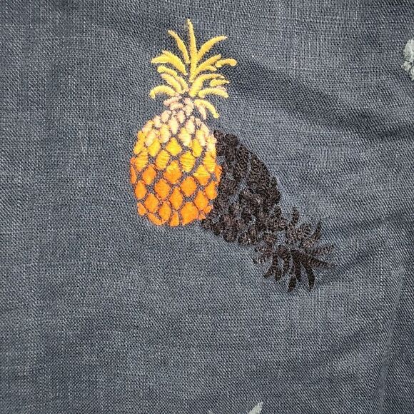 Tommy Bahama Mens Shirt XL blue Linen Pineapple Print Button Up - Picture 5 of 5